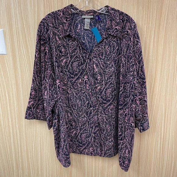 Catherines Pink Print top size 26/28WP - Picture 1 of 4